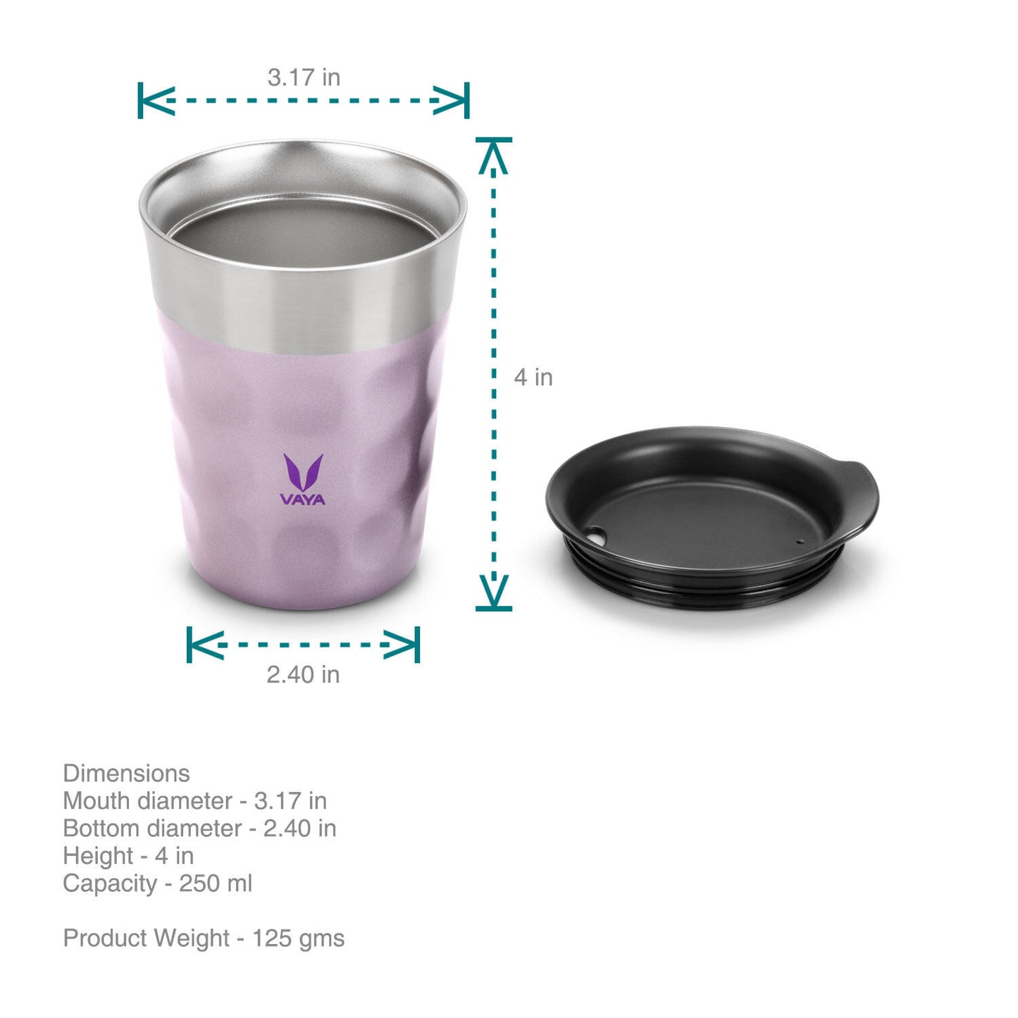 PopCup Stainless Steel Tumbler with Lid, Double Wall Vacuum Insulated Travel Mug, 250ml