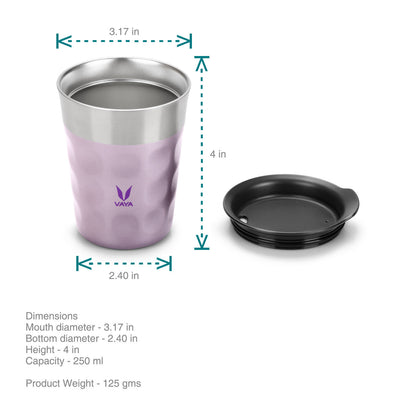 PopCup Stainless Steel Tumbler with Lid, Double Wall Vacuum Insulated Travel Mug, 250ml