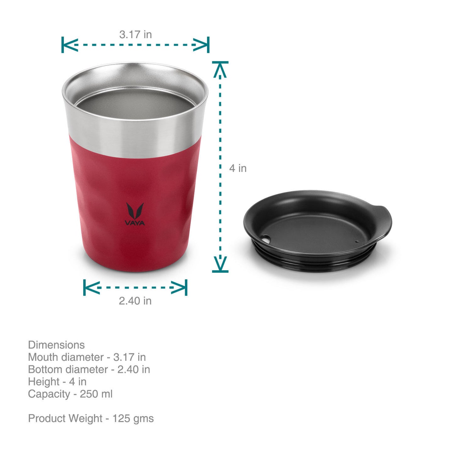 PopCup Stainless Steel Tumbler with Lid, Double Wall Vacuum Insulated Travel Mug, 250ml
