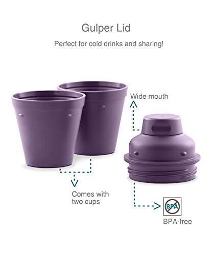 Drynk 350 ml 3 in 1 Vacuum Insulated Stainless Steel Gulper and Sipper Water Bottle (Tumbler+Sipper+Gulper) with 2 Cups, Thermos Flask