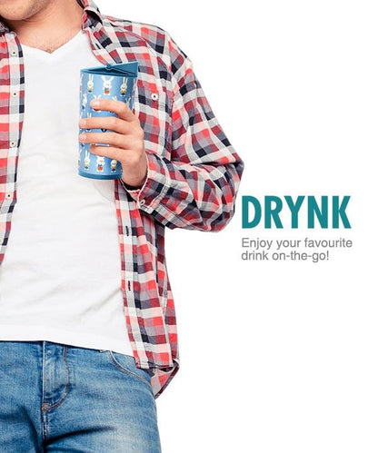 Drynk 350 ml 3 in 1 Vacuum Insulated Stainless Steel Gulper and Sipper Water Bottle (Tumbler+Sipper+Gulper) with 2 Cups, Thermos Flask