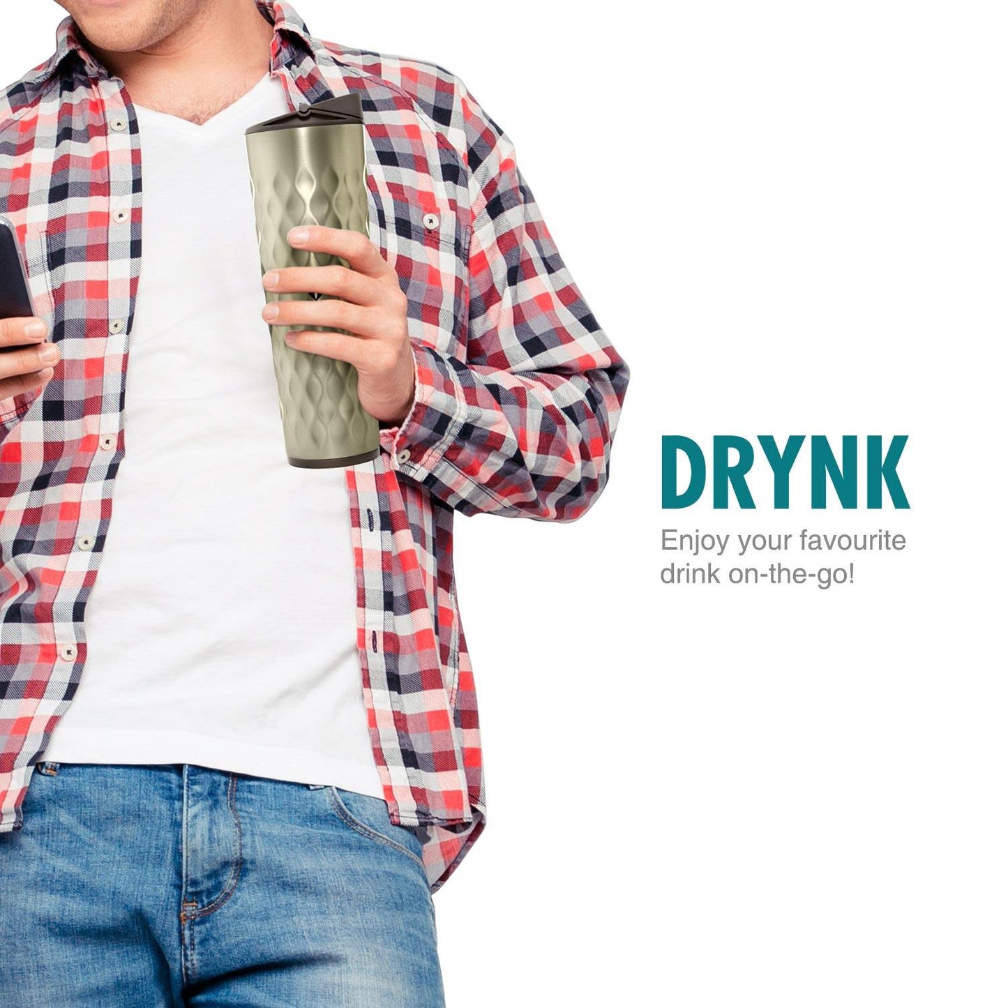 Drynk 600 ml Vacuum Insulated Stainless Steel Flask, Thermos Sipper Water Bottle (Tumbler+Sipper)