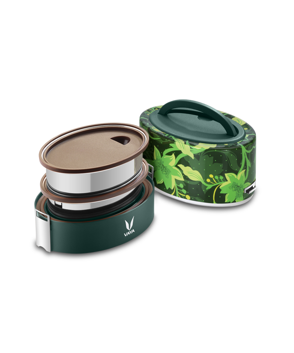 Tyffyn Polished Stainless Steel Lunch Box for Kids Without Bagmat, 600 ml, 2 Containers
