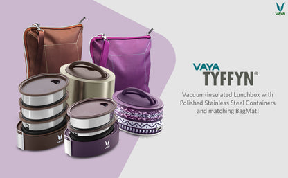 Tyffyn Polished Stainless Steel Lunch Box for Kids Without Bagmat, 600 ml, 2 Containers