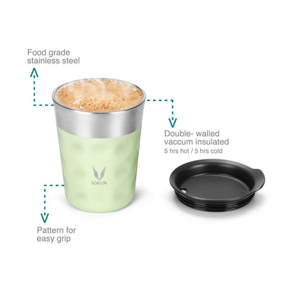 PopCup Stainless Steel Tumbler with Lid, Double Wall Vacuum Insulated Travel Mug, 250ml