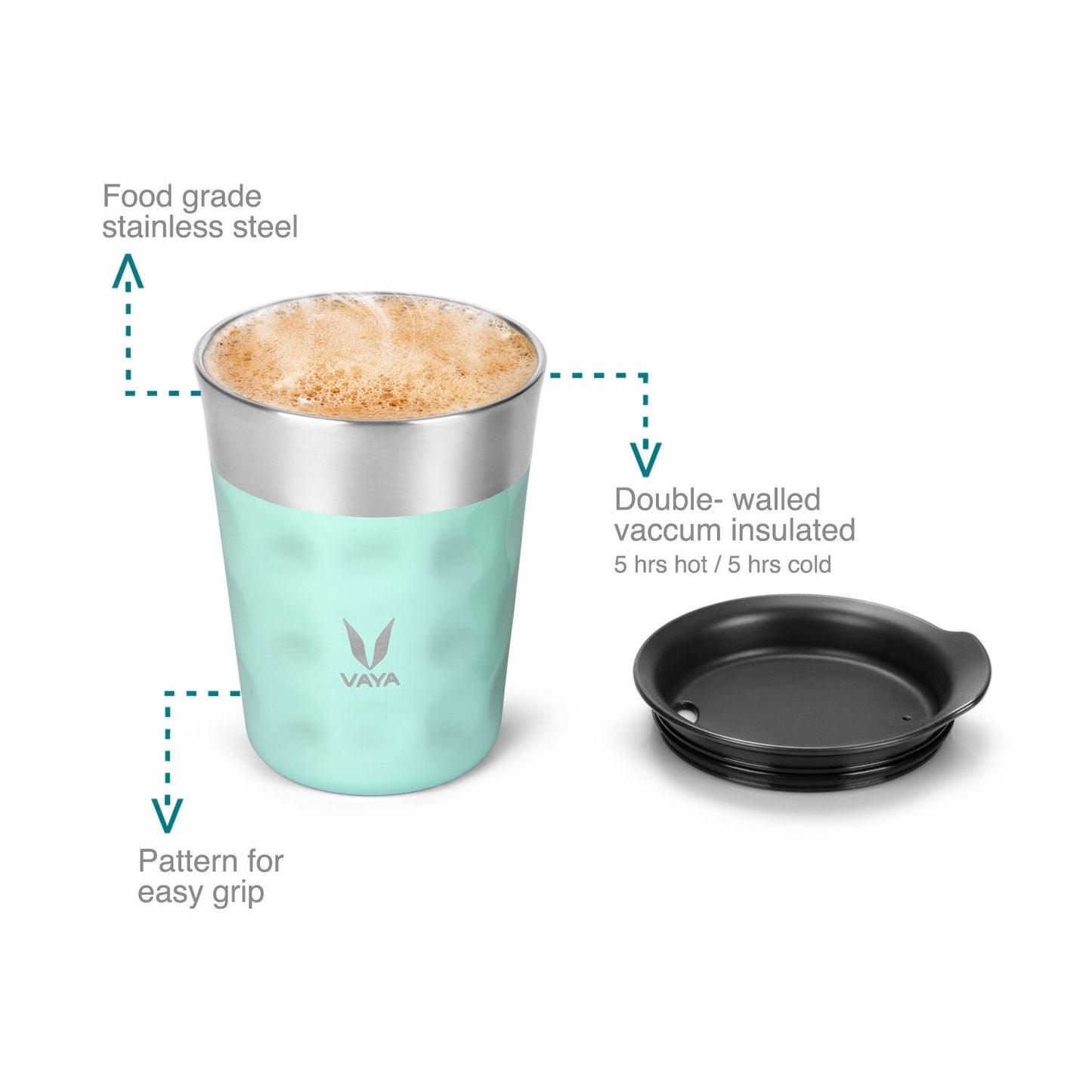 PopCup Stainless Steel Tumbler with Lid, Double Wall Vacuum Insulated Travel Mug, 250ml