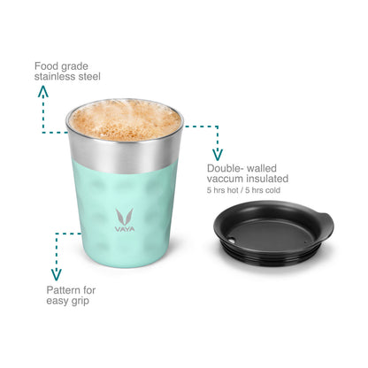 PopCup Stainless Steel Tumbler with Lid, Double Wall Vacuum Insulated Travel Mug, 250ml