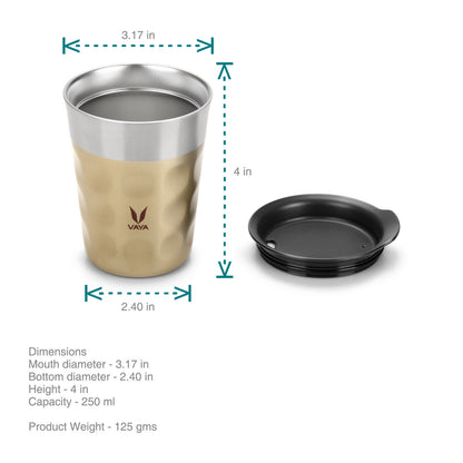PopCup Stainless Steel Tumbler with Lid, Double Wall Vacuum Insulated Travel Mug, 250ml