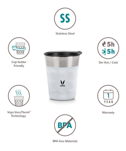 PopCup Stainless Steel Tumbler with Lid, Double Wall Vacuum Insulated Travel Mug, 250ml