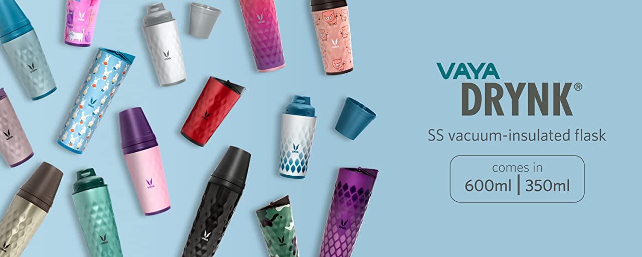 Drynk 350 ml 3 in 1 Vacuum Insulated Stainless Steel Gulper and Sipper Water Bottle (Tumbler+Sipper+Gulper) with 2 Cups, Thermos Flask