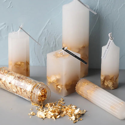 Gold, Silver & Rose Gold Foil Flakes – 1g-3g Metallic Leaf for DIY Candle Making, Crafts & Decorations