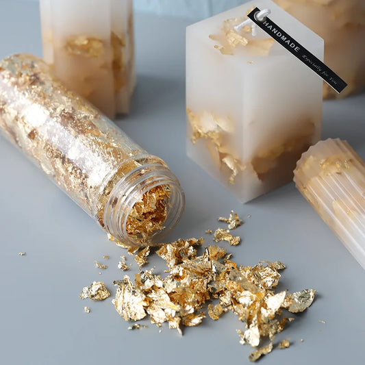 Gold, Silver & Rose Gold Foil Flakes – 1g-3g Metallic Leaf for DIY Candle Making, Crafts & Decorations