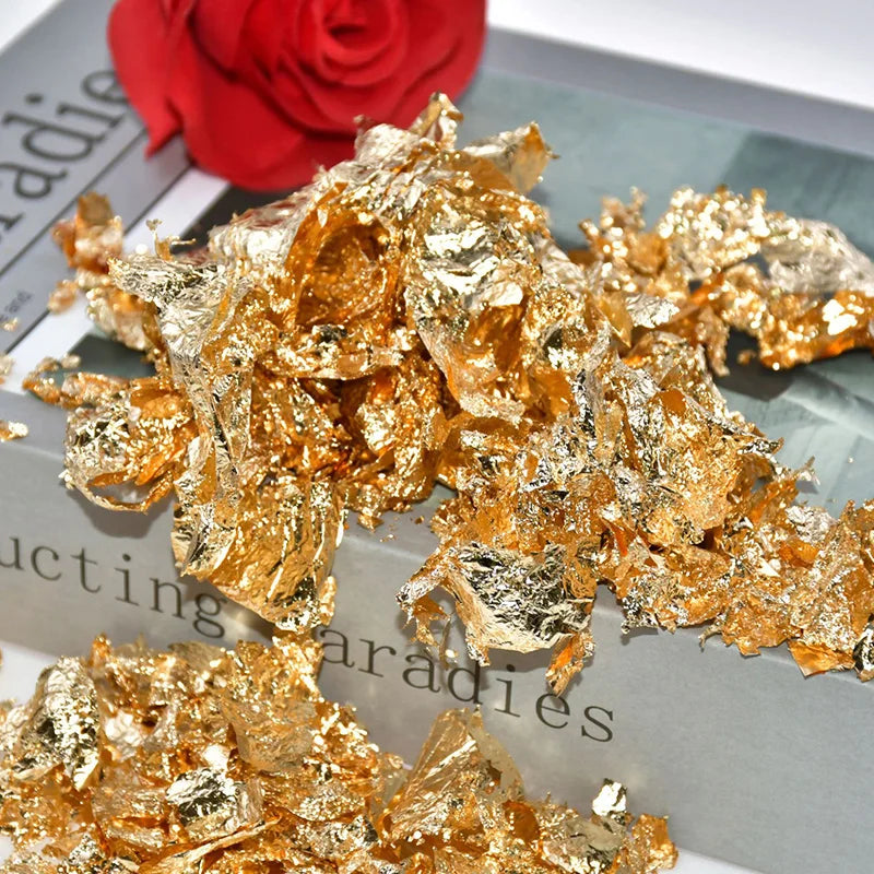 Gold, Silver & Rose Gold Foil Flakes – 1g-3g Metallic Leaf for DIY Candle Making, Crafts & Decorations