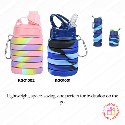 Silicone foldable water bottle (Blue + Black)