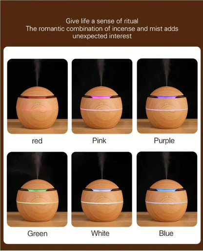 Xiaomi USB Ultrasonic Aroma Diffuser & Cool Mist Humidifier – Wood Grain Design for Home & Office