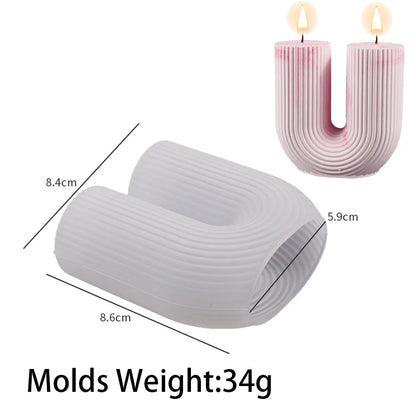 U-Shape & Geometric Silicone Candle Mold – DIY Arch, Cube & Striped Wax Molds for Home Décor & Crafts