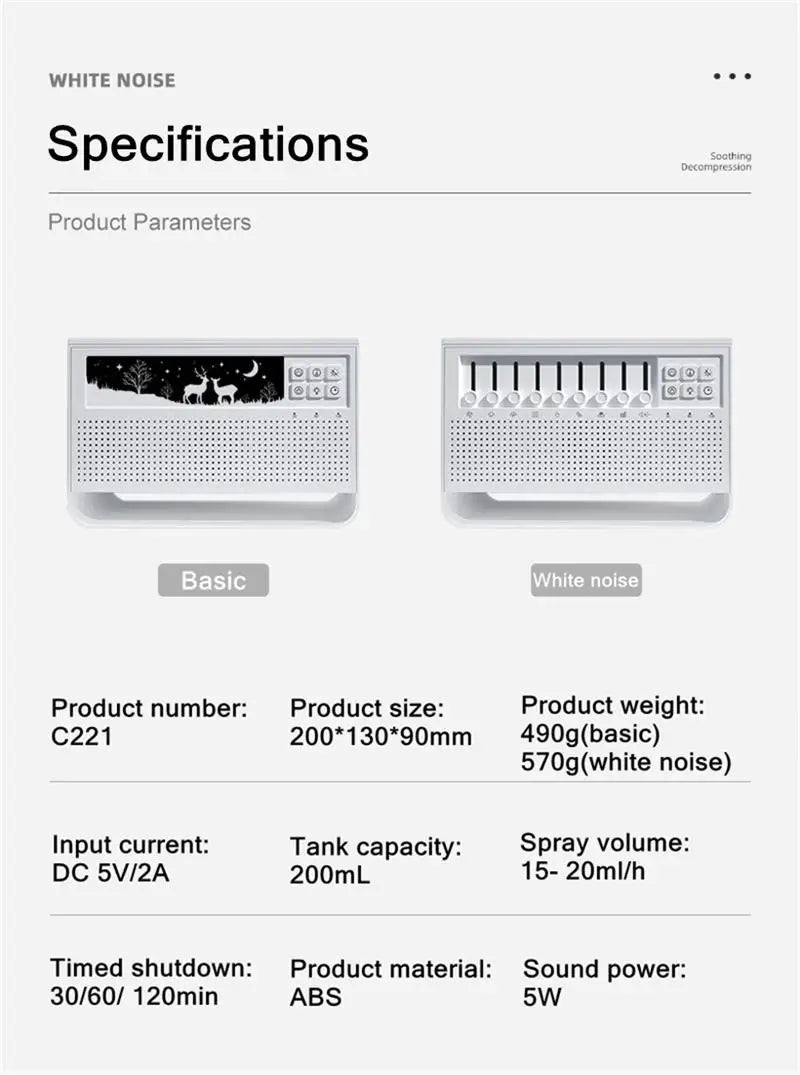 3-in-1 Flame Air Diffuser & Humidifier | Ultrasonic Aromatherapy | 8 White Noise & Bluetooth Music Player