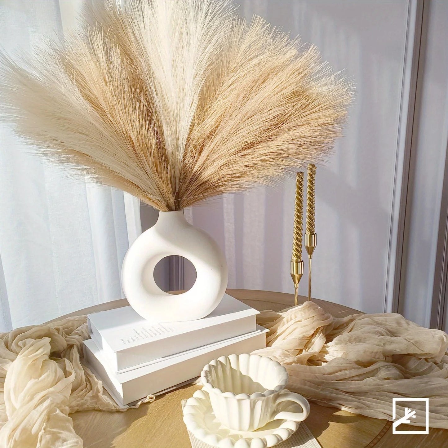 6PCS Artificial Pampas Grass – Fluffy Faux Reed Bouquet for Home, Wedding & Event Décor (Multiple Colors)