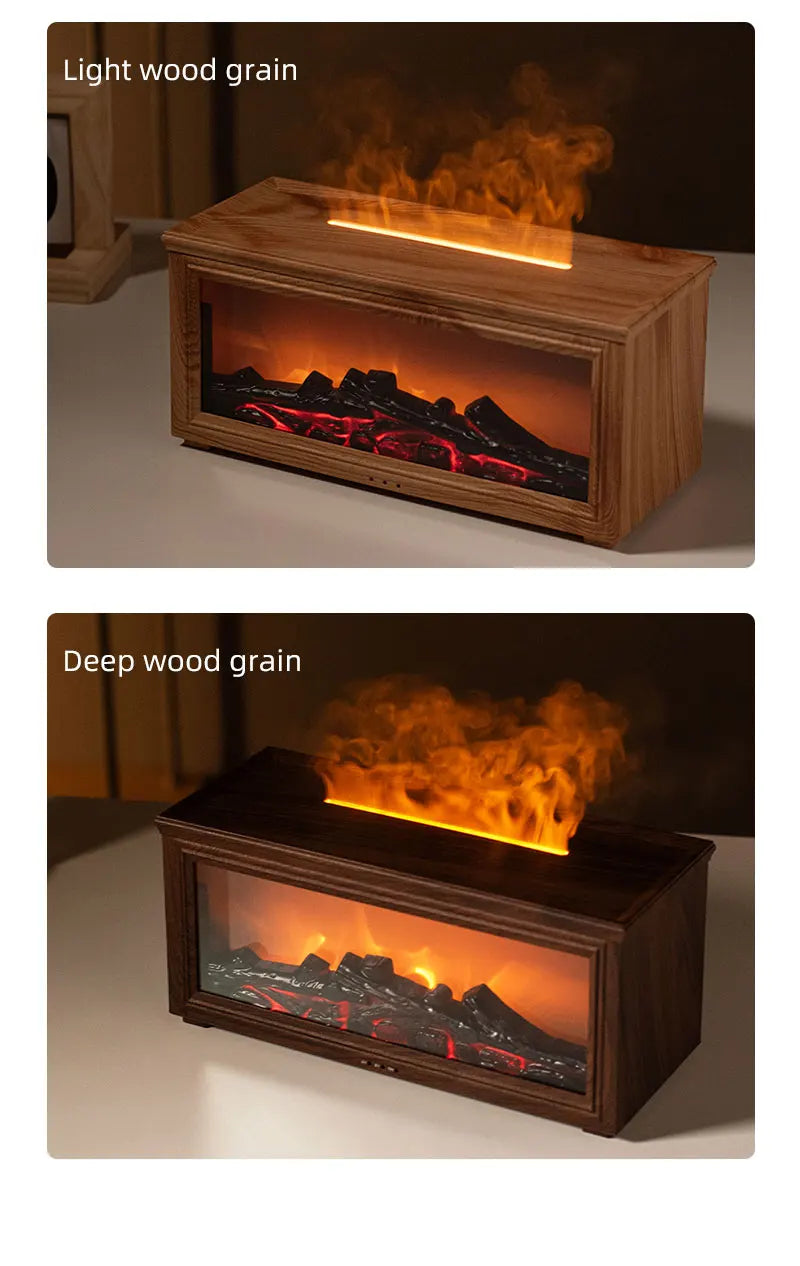 Colorful Flame Mini Fireplace Aroma Diffuser – 280ml Air Humidifier with Timer & Remote Control