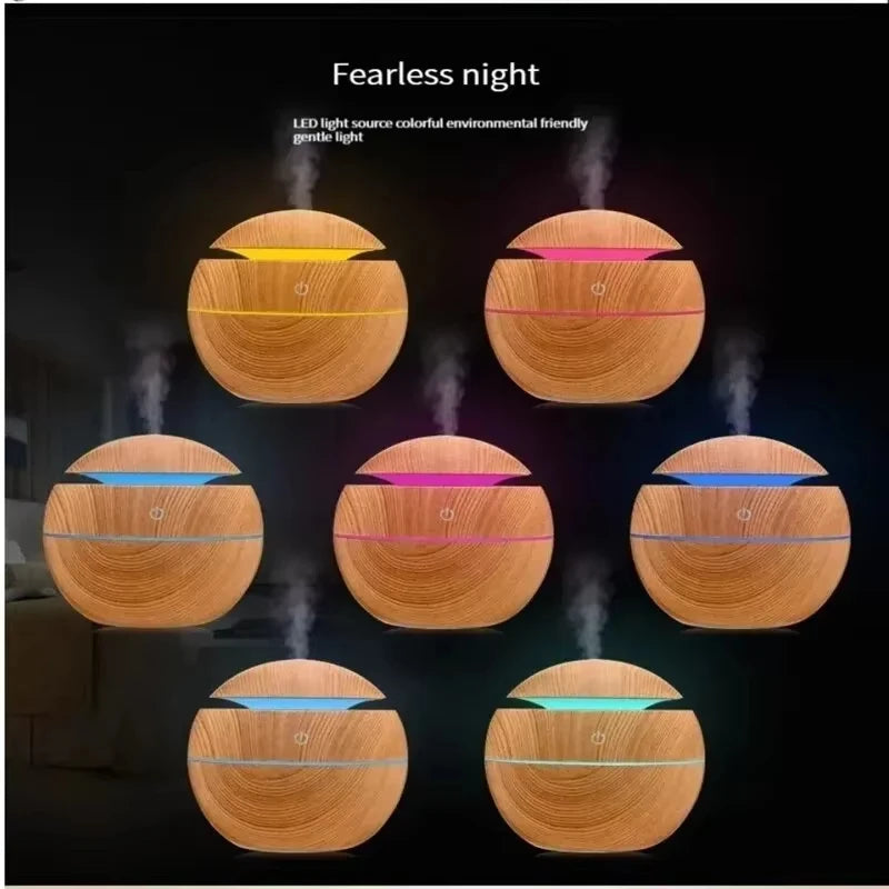 Xiaomi USB Ultrasonic Aroma Diffuser & Cool Mist Humidifier – Wood Grain Design for Home & Office