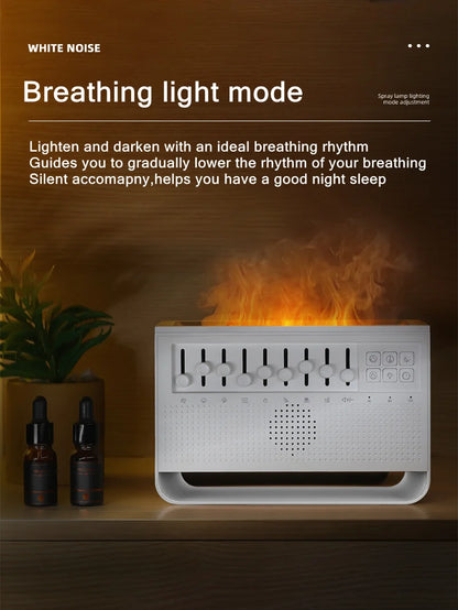 3-in-1 Flame Air Diffuser & Humidifier | Ultrasonic Aromatherapy | 8 White Noise & Bluetooth Music Player
