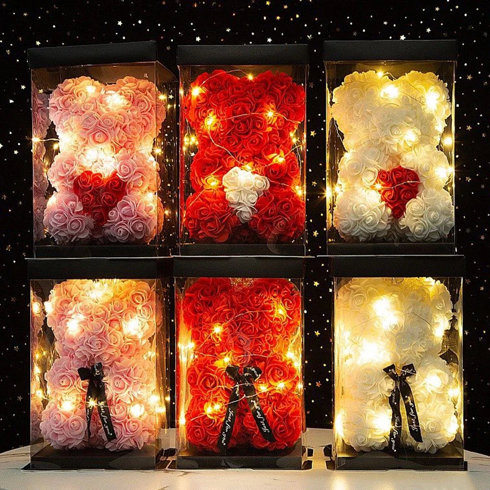 25cm Eternal Rose Teddy Bear – Romantic Gift with Display Box