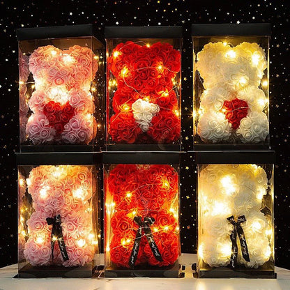 25cm Eternal Rose Teddy Bear – Romantic Gift with Display Box