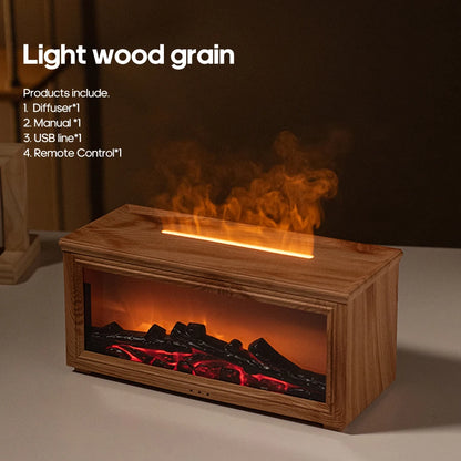 Colorful Flame Mini Fireplace Aroma Diffuser – 280ml Air Humidifier with Timer & Remote Control