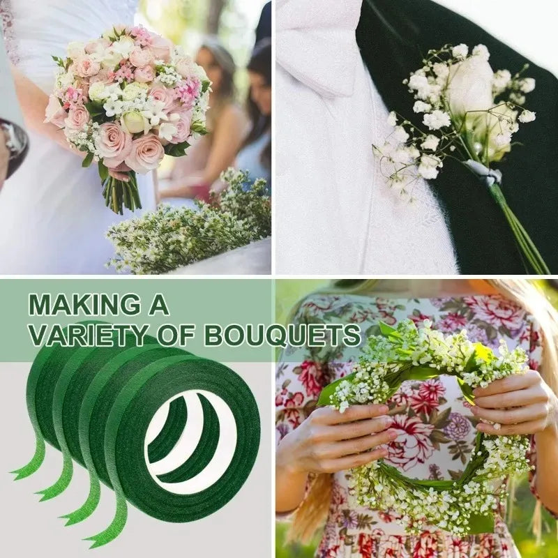Self-Adhesive Green Floral Tape – DIY Flower Wrapping for Bouquets & Crafts
