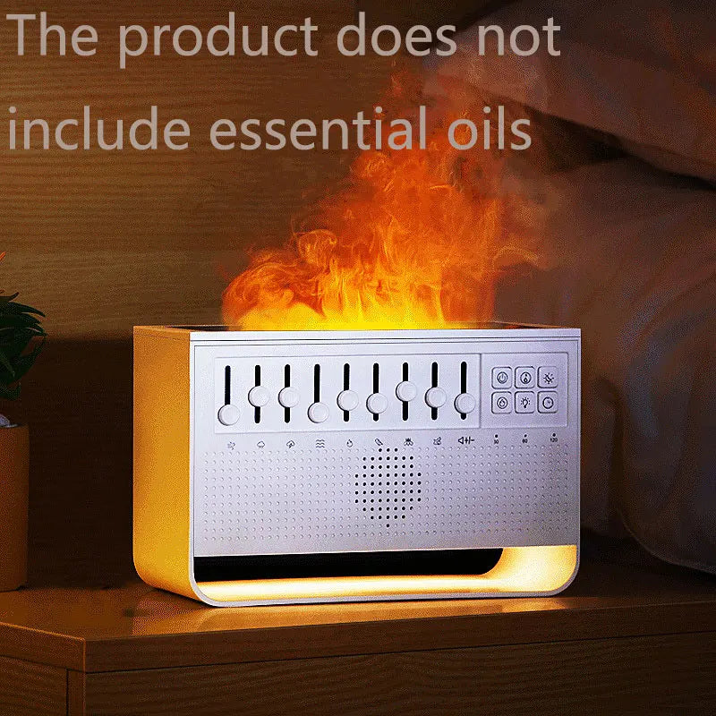 3-in-1 Flame Air Diffuser & Humidifier | Ultrasonic Aromatherapy | 8 White Noise & Bluetooth Music Player