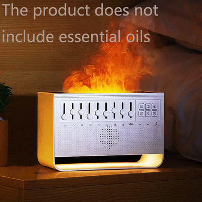 3-in-1 Flame Air Diffuser & Humidifier | Ultrasonic Aromatherapy | 8 White Noise & Bluetooth Music Player