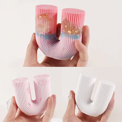 U-Shape & Geometric Silicone Candle Mold – DIY Arch, Cube & Striped Wax Molds for Home Décor & Crafts