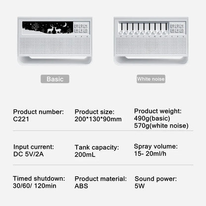 3-in-1 Flame Air Diffuser & Humidifier | Ultrasonic Aromatherapy | 8 White Noise & Bluetooth Music Player
