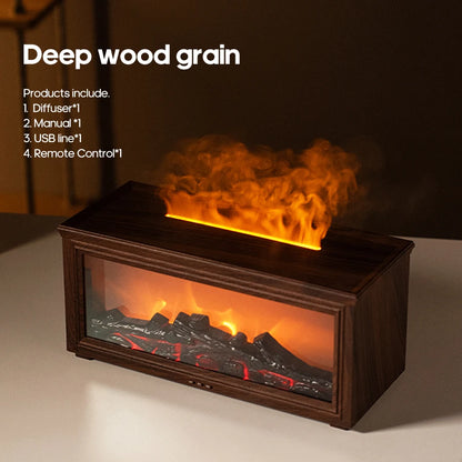 Colorful Flame Mini Fireplace Aroma Diffuser – 280ml Air Humidifier with Timer & Remote Control