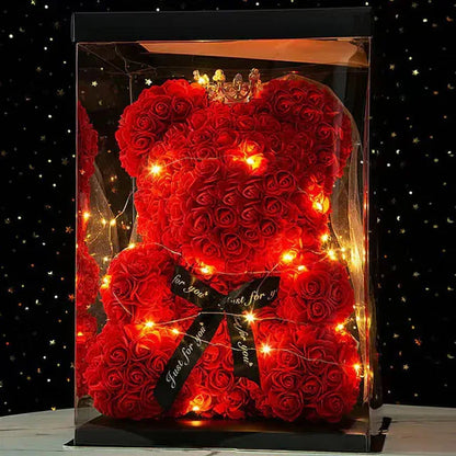 25cm Eternal Rose Teddy Bear – Romantic Gift with Display Box