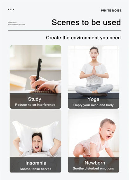 3-in-1 Flame Air Diffuser & Humidifier | Ultrasonic Aromatherapy | 8 White Noise & Bluetooth Music Player