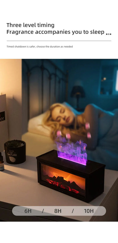 Colorful Flame Mini Fireplace Aroma Diffuser – 280ml Air Humidifier with Timer & Remote Control