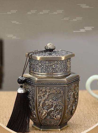 Metal Large Capacity Tea Cans Green Black Tea Container Jar Sugar Coffee Caddy Storage Can Tea Sealed Box Home Kitchen