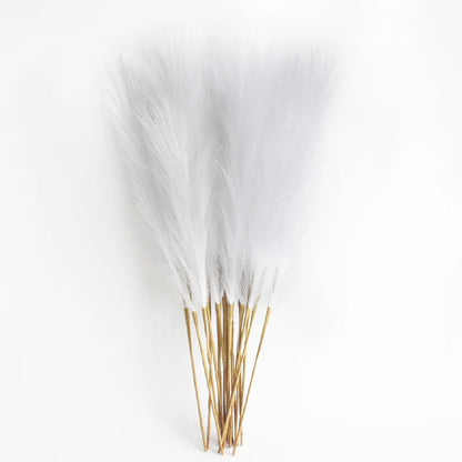 6PCS Artificial Pampas Grass – Fluffy Faux Reed Bouquet for Home, Wedding & Event Décor (Multiple Colors)