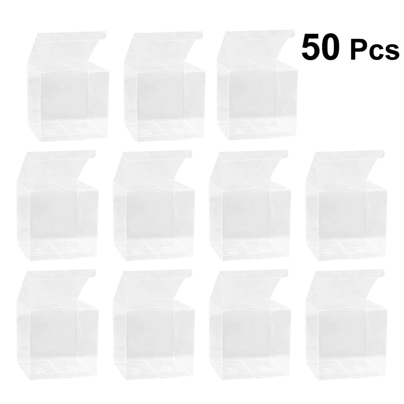 50PCS Clear PVC Gift Boxes – 5x5x5cm Transparent Wedding & Party Favor Packaging