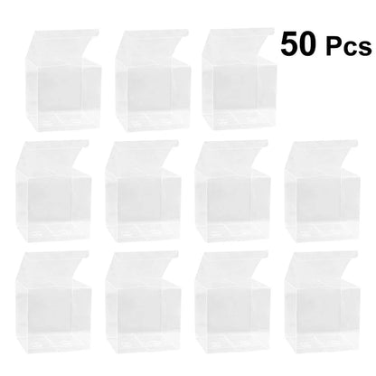 50PCS Clear PVC Gift Boxes – 5x5x5cm Transparent Wedding & Party Favor Packaging