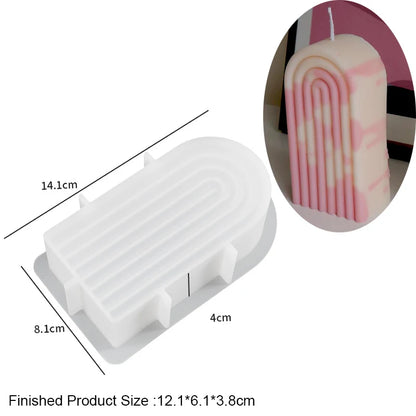 U-Shape & Geometric Silicone Candle Mold – DIY Arch, Cube & Striped Wax Molds for Home Décor & Crafts