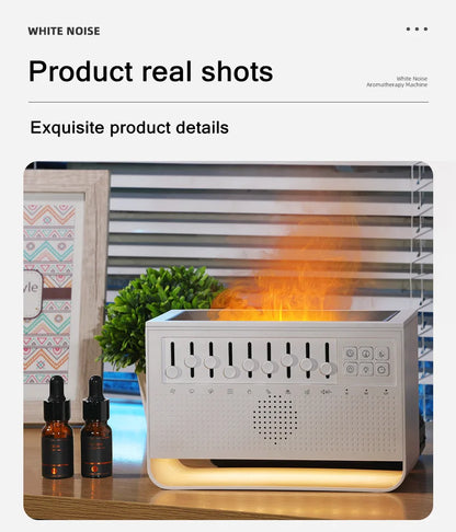 3-in-1 Flame Air Diffuser & Humidifier | Ultrasonic Aromatherapy | 8 White Noise & Bluetooth Music Player