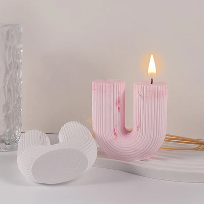 U-Shape & Geometric Silicone Candle Mold – DIY Arch, Cube & Striped Wax Molds for Home Décor & Crafts