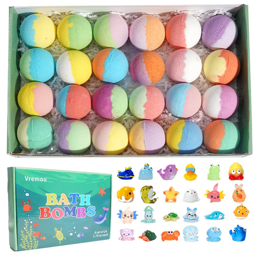 24-Pack Kids Bath Bombs with Surprise Toys Inside – Natural & Organic Bubble Bath Gift Set
