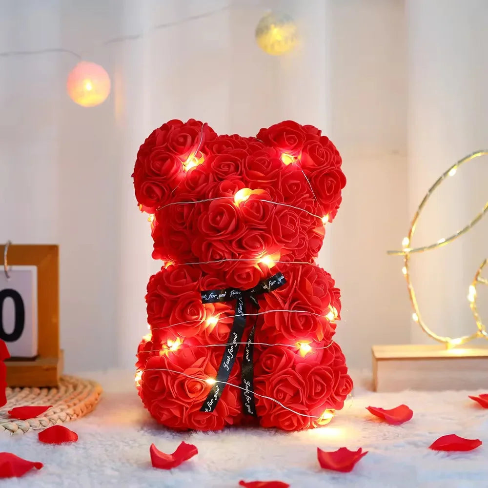 25cm Eternal Rose Teddy Bear – Romantic Gift with Display Box