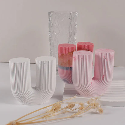 U-Shape & Geometric Silicone Candle Mold – DIY Arch, Cube & Striped Wax Molds for Home Décor & Crafts