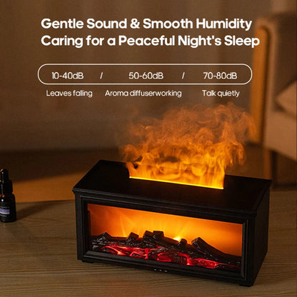 Colorful Flame Mini Fireplace Aroma Diffuser – 280ml Air Humidifier with Timer & Remote Control