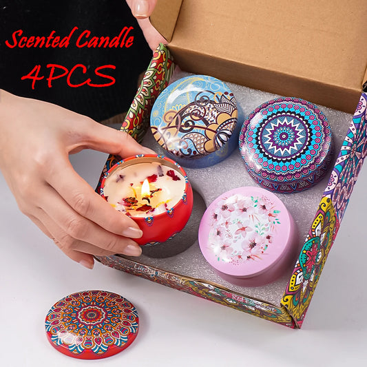 Luxury Scented Candle Set – 4pcs Arabian-Inspired Fragrance Candles in Decorative Jars