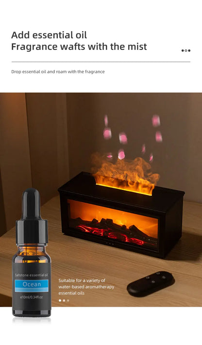 Colorful Flame Mini Fireplace Aroma Diffuser – 280ml Air Humidifier with Timer & Remote Control